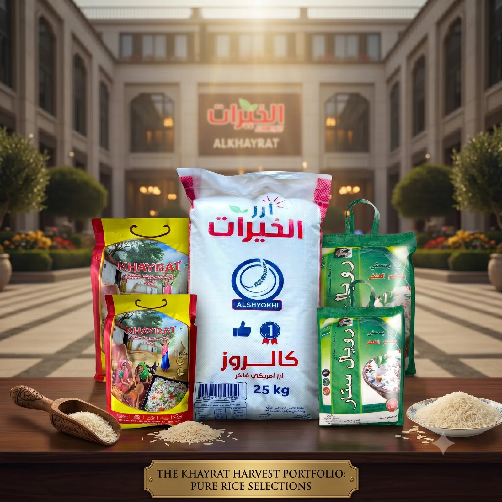 A grouped selection of Alkhayrat rice products